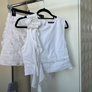 Two Piece Set - Abercrombie & Fitch Ruffle Top & Skirt White